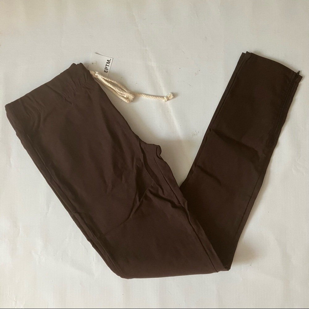 NEW EPTM SKINNY FIT STRETCH DRAWSTRING TRACK PANTS SIZE L BROWN